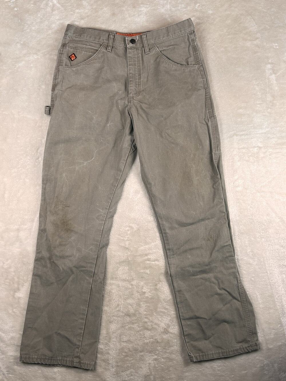 Wrangler Riggs Workwear FR Ripstop Cotton Work Pants Gray 33x32 FR3W02D